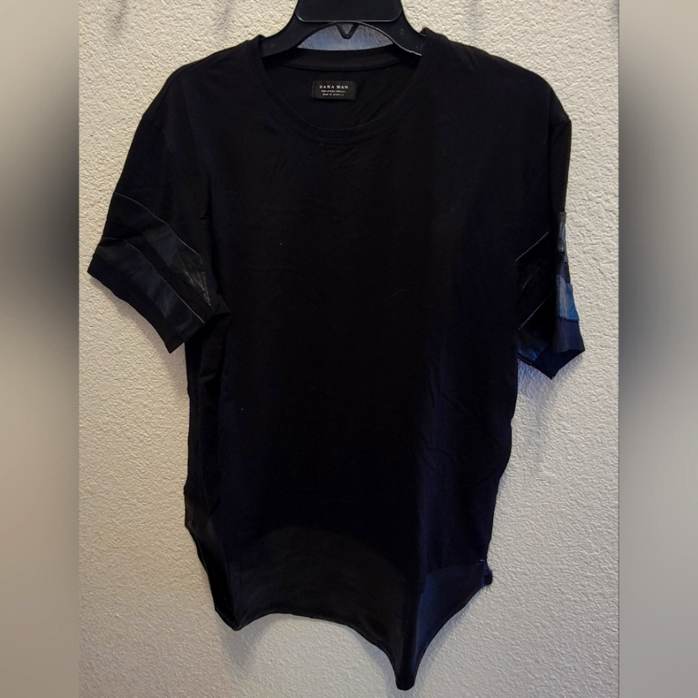 Zara Man Pu Leather Short Sleeve Large T-Shirt